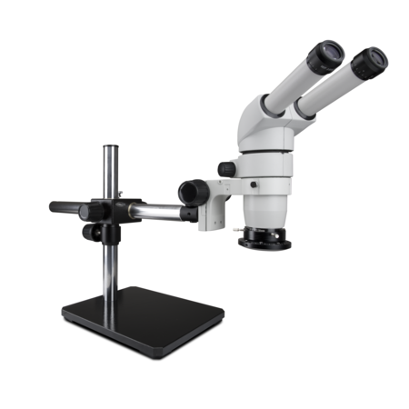 SCIENSCOPE 20° Head Stereo Zoom Microscope With LED Ring On Single Arm Stand CMO-PK5S-R3E